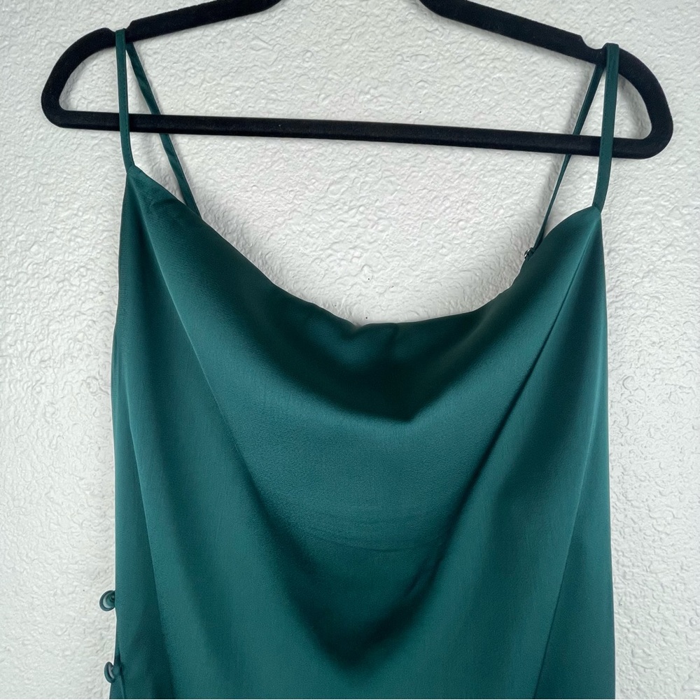 SHEIN SXY Green Midi Draped Backless Split Thigh Cami Dress - Picture 8 of 9